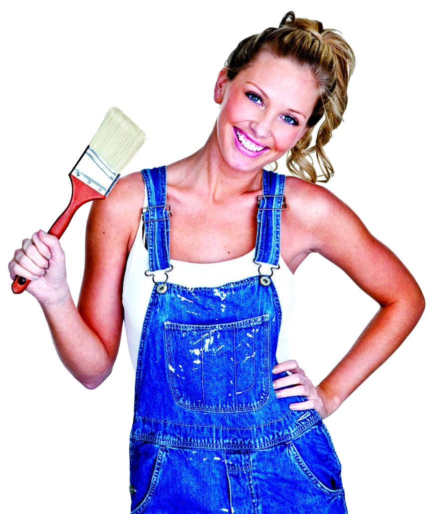 Mitarbeiterin von Topi’s Farben mit Pinsel in der Hand